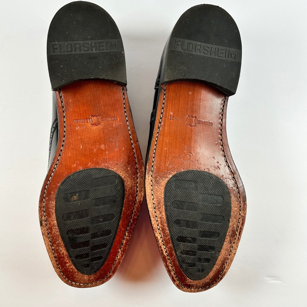 Florsheim Mens Black Leather Tassel Kiltie Wingtip Loafer Dress Shoes Size 9.5 D - Picture 7 of 8